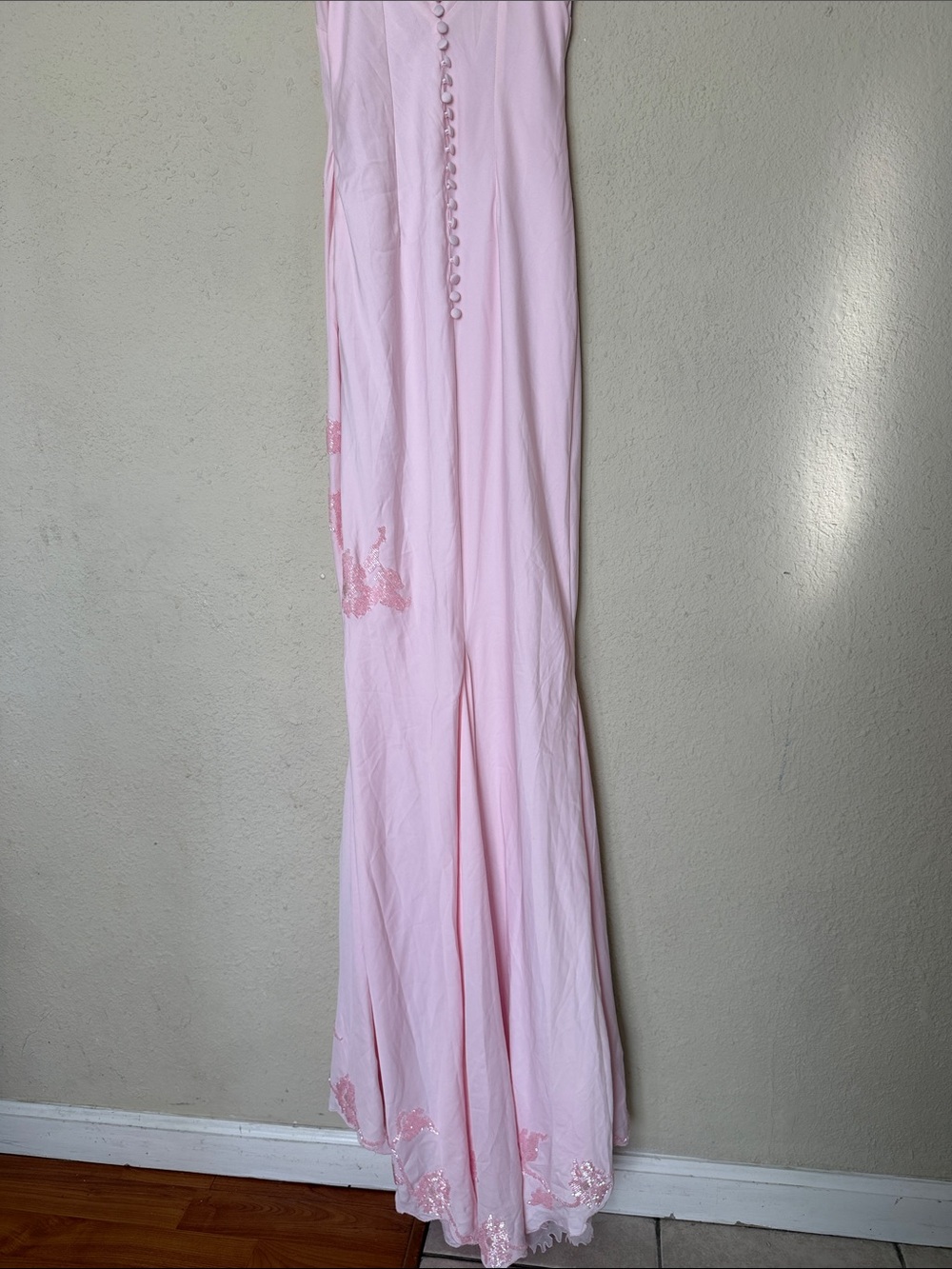 HOUSEOFCB 'Anastelle' Pink Hand Beaded Embellished Satin Maxi Dress Size S - Picture 10 of 17